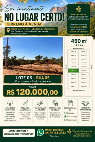 SEU TERRENO NA CHAPADA DOS GUIMARÃES POR R$ 120 MIL!