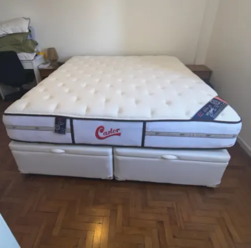 Castor King Colchão Vitagel Classic Double Face Pocket + cama box baú