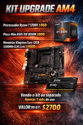 Kit upgrade ryzen 7 5700x + Placa mãe Asus b550m tuf gaming 32gb ram fury 3200mhz