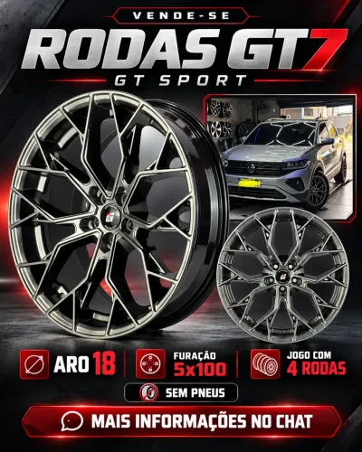 Jogo de 4 rodas GT7 GT Sport aro 18 - 5x100 - Sem pneus