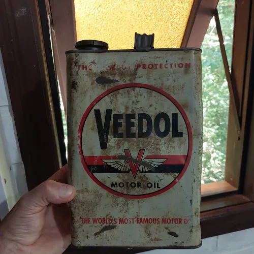 Antiga lata galão óleo Veedol Texaco Esso Mobil Atlantic Shell 