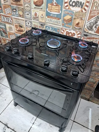 Fogão esmaltec 5 bocas vidro