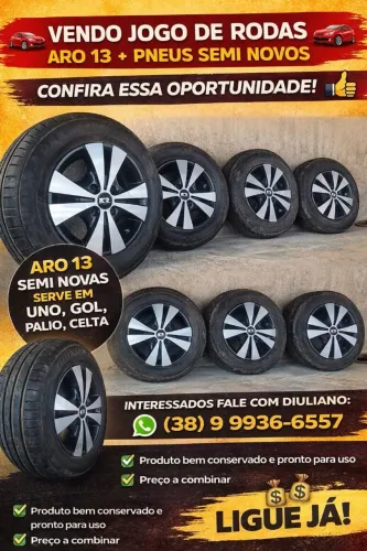 ? Vendo Jogo de rodas Aro 13 + pneus Semi Novos ?