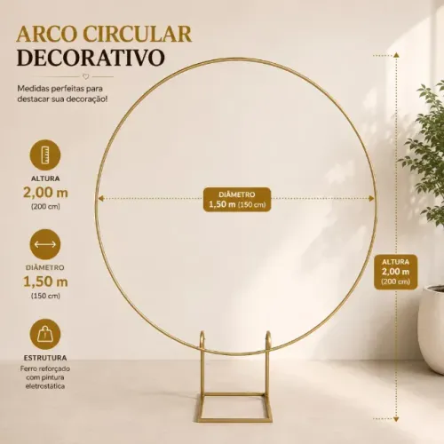 Arco Redondo De Ferro 1,50 Metros Para Decoração De Festas e Eventos Painel