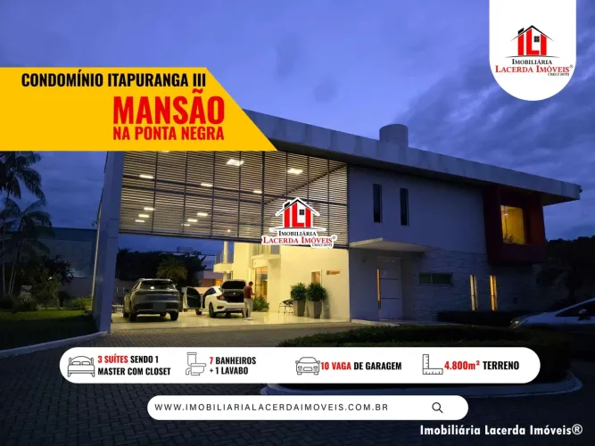 Itapuranga 3, Casa totalmente espetacular na Ponta Negra Esquina com 4.800m² Terreno;