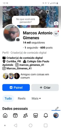 Faço anúncio em dois Facebook 14 mil seguidores outro com 12 mil 