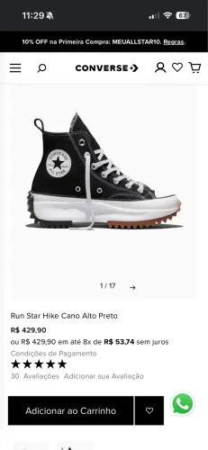 Tênis All Star Run Star Hike Cano Alto Preto 35
