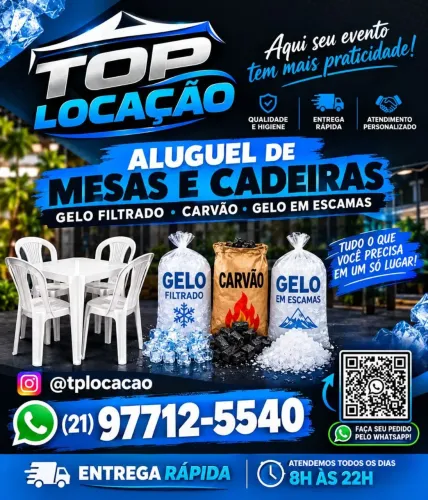 ?ALUGUEL DE JOGOS DE MESAS E CADEIRAS PLÁSTICOS E MUITO MAIS , ? VENDA DE GELO