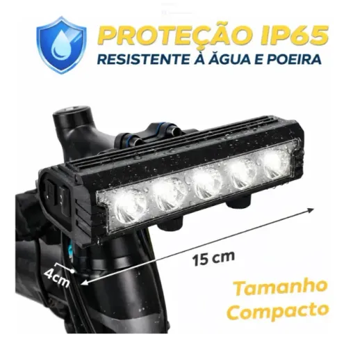 Lanterna p/ Bicicleta Monster TG3 c/ 5 Leds 20000 Lumens Recarregável Usb - NOVO