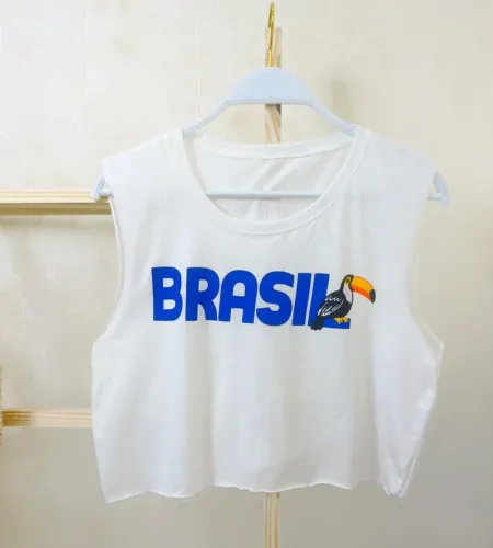 Cropped Regata Brasil Azul