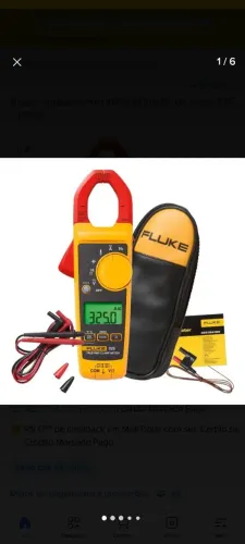 Alicate amperímetro digital Fluke 325 True-RMS com bolsa de transporte inclusa.