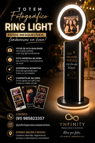 Totem fotográfico ring light com foto impressa ..