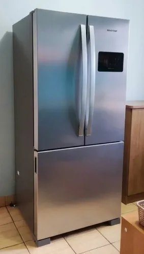 GELADEIRA DUPLEX FROST FREE FRENCH DOOR 3 PORTAS INOX - BRASTEMP (seminova)
