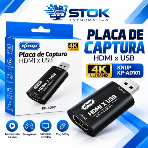 PLACA DE CAPTURA KNUP HDMI x USB 4K