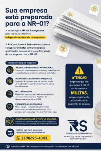 NR01 - Riscos psicossociais, TREINAMENTOS, Certificação de NRs.