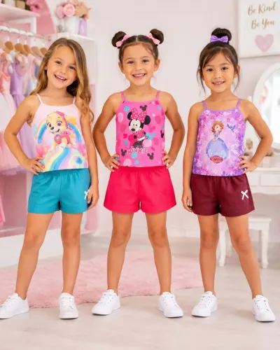Conjunto infantis feminino personagens