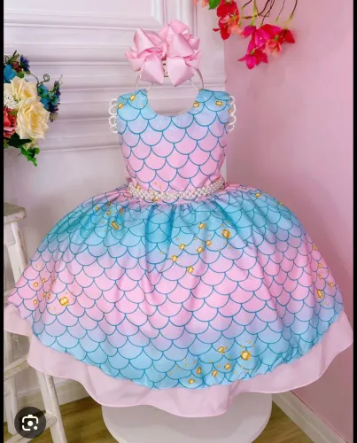 Vestido de festa 1 ano (tema mar sereia)