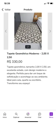 Tapete geométrico moderno 2,00 X 2,50