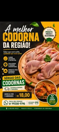Vendo codorna abatida e ovo de codorna 