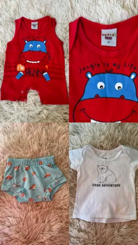 3 peças Blusa elian baby, short e macacão