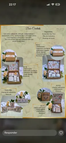 Kit de cosméticos artesanais para o dia das mães 