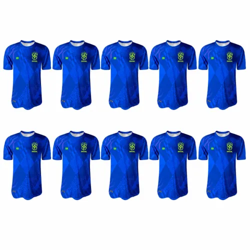 Kit 10 Camisas Brasil Atacado Azul Grade