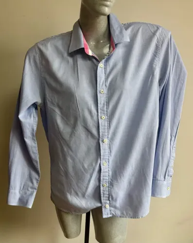 camisa masculina tommy hilfiger azul slim fit xgg