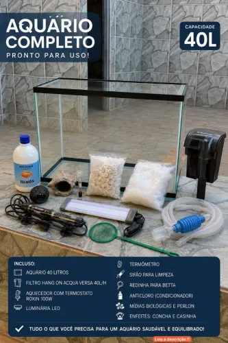 Aquário 40 Litros + acessórios 