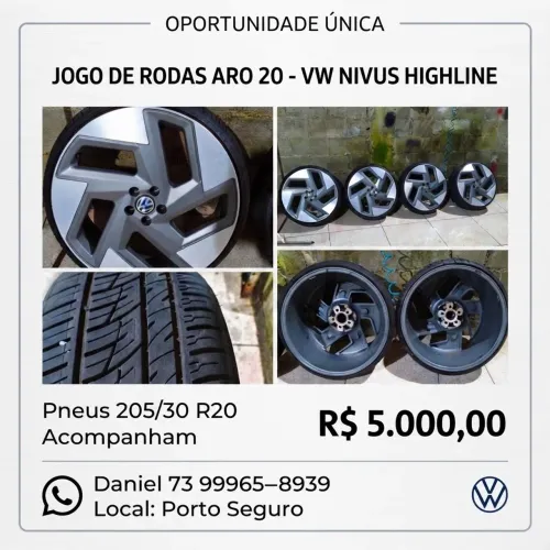 Jogo de Rodas Aro 20 Original Nivus Highline + Pneus