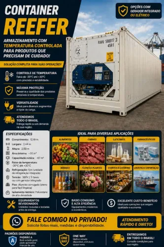 Container Reefer Refrigerado 20 e 40 Pés | Câmara Fria