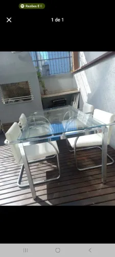 Mesa vidro 4 cadeiras
