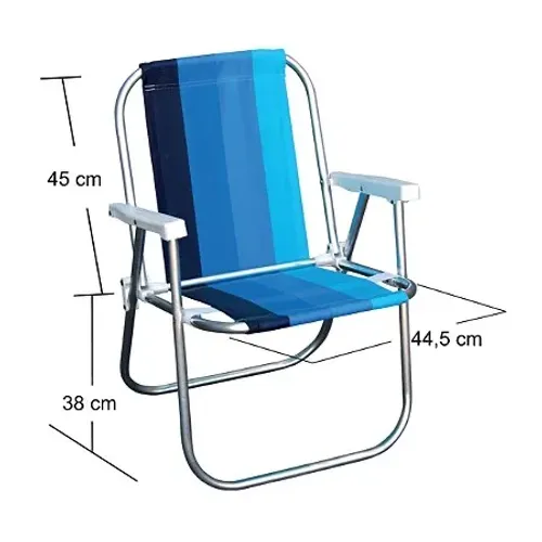 Cadeira de Praia Varanda Alta Standart em Alumínio BTF Cores Sortidas