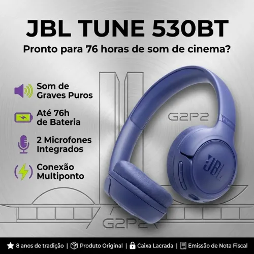 FONE DE OUVIDO JBL TUNE 530 BLUETOOTH ORIGINAL LACRADO
