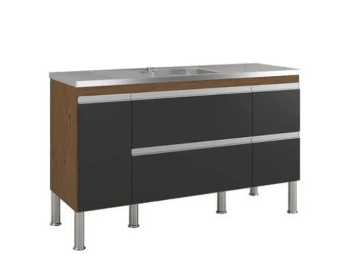Pia granito preto + gabinete 