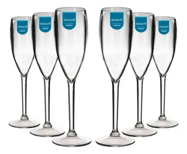20 Taças de Champagne Acrílico Transparente