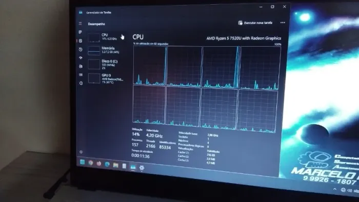 Notebook ACER DDR5 Ryzen 5 7520U c/ AMD Radeon Graphics + NVME | Instalado pronto para uso