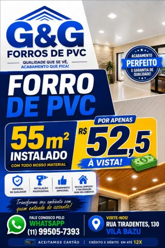 Forros de PVC, portas sanfonada e divisórias em PVC