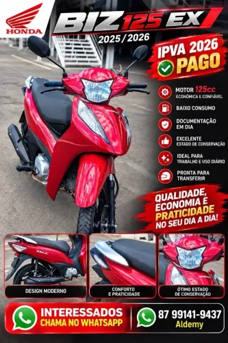 Honda Biz 125 2026 Vermelha - Excelente Estado