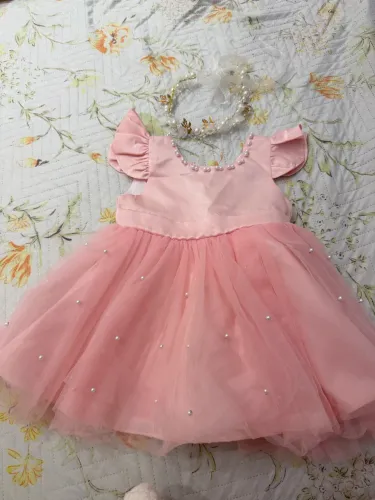 Vestido princesa com Tiara de pérolas