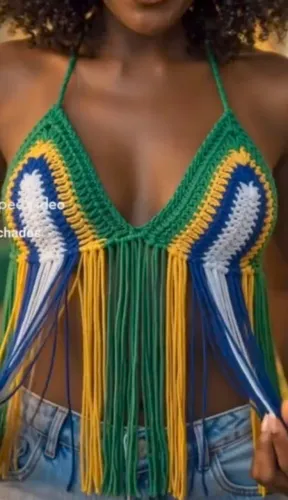 Cropped crochê Brasil 