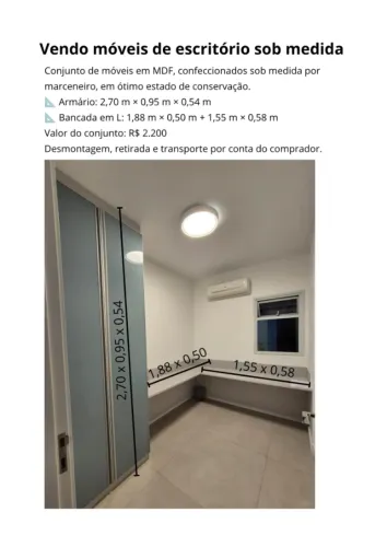 Vendo móveis de escritório sob medida 2.200,00 por 1500,00