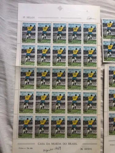 Lote Raro Selos Pelé 1000 Gols (1969) - Folha E Blocos Casa Da Moeda