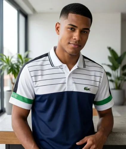 Polo LC Sport - Design Colorblock & Listras (Tamanho GG)<br><br>?