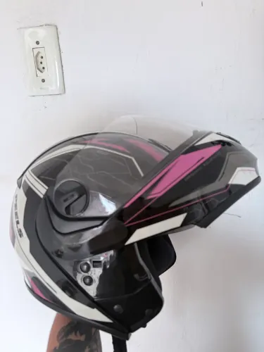 Capacete Feminino Rosa/preto Peels Urban Sinc 2 C/ Óculos Interno Modular Articulado