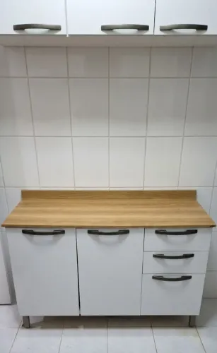 Armário balcão multiuso cozinha 3 portas e duas gavetas