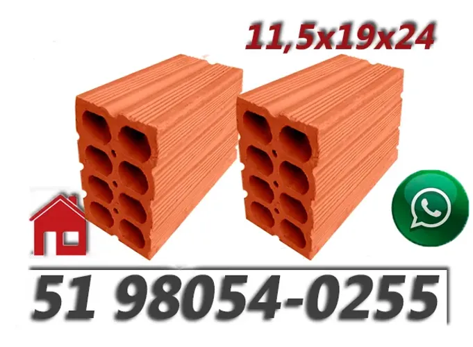 Tijolos 8 Furos 11,5x19x24