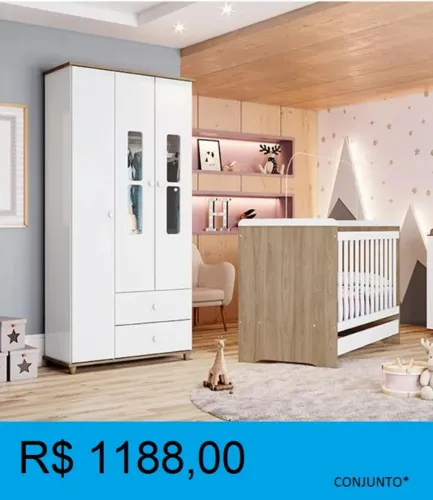 Berço com roupeiro - Entrega e montagem GRATIS