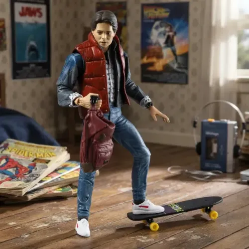 Action Figure Articulável Marty McFly De Volta Para o Futuro 1985 16cm PVC Com acessórios 
