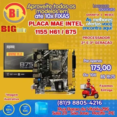 Placa Mae H61-BM2 Clanm Socket LGA 1155 Chipset Intel -Em Ate 10x Fixas