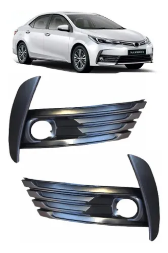 Par Grade Moldura Milha Preta Com Furo Corolla 2018 2019